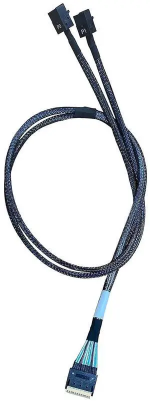 80cm SlimSAS 8X to 2×MiniSAS HD 4X Cable, SFF8654 74Pin to 2×SFF8643 36Pin, Compatible with Broadcom MPN 056000300 80cm SlimSAS 8X to 2×MiniSAS HD 4X Cable, SFF8654 74Pin to 2×SFF8643 36Pin, Compatible with Broadcom MPN 056000300