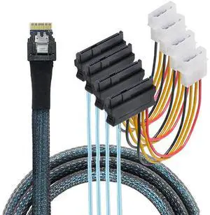 100cm Slimline SAS 4.0 SFF8654 4i 38pin Host RAID to 4 SAS 29Pin SFF8482 Hard Disk FanOut Splitter Cable, 1to4 Server RAID Cable 100cm Slimline SAS 4.0 SFF8654 4i 38pin Host RAID to 4 SAS 29Pin SFF8482 Hard Disk FanOut Splitter Cable, 1to4 Server RAID Cable