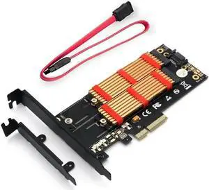 M.2 NGFF Key B-M to PCIe 4X Adapter Card, SATA Expansion Card with Bracket & Heatsink for Desktop M.2 NGFF Key B-M to PCIe 4X Adapter Card, SATA Expansion Card with Bracket & Heatsink for Desktop