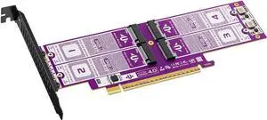 AU-P599 PCIe 4.0 x16 to 4-Bay M.2 NVMe Expansion Card, 64Gbps Adapter with Gold-Plated PCB & RAID0 Support for Desktop AU-P599 PCIe 4.0 x16 to 4-Bay M.2 NVMe Expansion Card, 64Gbps Adapter with Gold-Plated PCB & RAID0 Support for Desktop