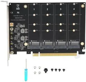 ph44 4-Port M.2 NVMe to PCIe X16 Adapter Card, 4×32Gbps Host Controller Card for 2230/2242/2260/2280 SSDs, Driver-Free with Mounting Accessories ph44 4-Port M.2 NVMe to PCIe X16 Adapter Card, 4×32Gbps Host Controller Card for 2230/2242/2260/2280 SSDs, Driver-Free with Mounting Accessories