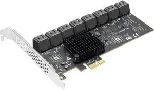 16 Port PCIe to SATA 3.0 Expansion Card, Bootable SATA Controller Card for Desktop SSD HDD 16 Port PCIe to SATA 3.0 Expansion Card, Bootable SATA Controller Card for Desktop SSD HDD