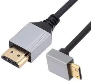 50cm 90° Up Angled Ultra Thin Mini HDMI 2.1 Cable, Type-A to Type-C, 8K 4K Flexible Slim Cord for Camera & HDTV 50cm 90° Up Angled Ultra Thin Mini HDMI 2.1 Cable, Type-A to Type-C, 8K 4K Flexible Slim Cord for Camera & HDTV