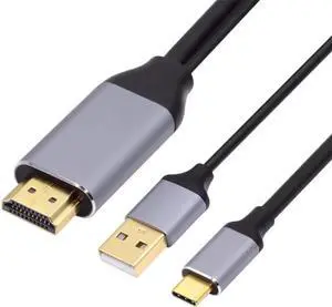 1.8m Reversible HDMI 1.4 to USB-C Cable, 4K HD Male to Male Cord for Laptop and Monitor 1.8m Reversible HDMI 1.4 to USB-C Cable, 4K HD Male to Male Cord for Laptop and Monitor