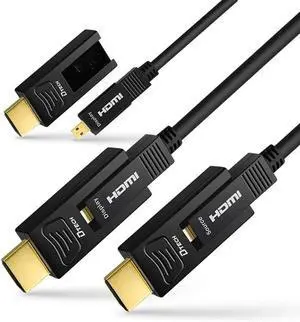 DTech 32ft/10m Fiber Optic HDMI Cable, 18Gbps 4K@60Hz YUV 4:4:4, Micro to Standard Dual HDMI Connectors for TV, Projector, Computer, Monitor DTech 32ft/10m Fiber Optic HDMI Cable, 18Gbps 4K@60Hz YUV 4:4:4, Micro to Standard Dual HDMI Connectors for TV, Projector, Computer, Monitor