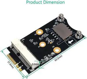 Mini PCI-E to M.2 Key A/E Riser Adapter With SIM Slot for WiFi WWAN LTE Module, Compatible With Windows Linux Mini PCI-E to M.2 Key A/E Riser Adapter With SIM Slot for WiFi WWAN LTE Module, Compatible With Windows Linux