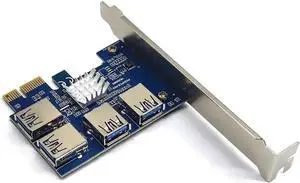 PCIe x1 to 4×PCIe 16X Multiplier Riser Card, 1-to-4 External PCIe Expansion Adapter for BTC Mining Rig PCIe x1 to 4×PCIe 16X Multiplier Riser Card, 1-to-4 External PCIe Expansion Adapter for BTC Mining Rig
