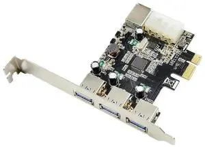 PCIe to 4-Port USB3.0 Expansion Card, VL805 Chip, 3 External+1 Internal USB with 4Pin Aux Power PCIe to 4-Port USB3.0 Expansion Card, VL805 Chip, 3 External+1 Internal USB with 4Pin Aux Power