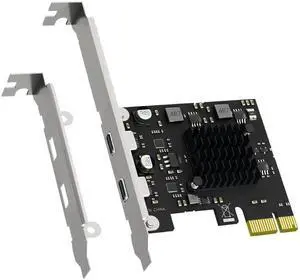 U3142CX1 PCIe x1 USB 3.1 Gen2 Expansion Card, 2-Port 10Gbps Type-C Adapter with ASM3142 Chip, Full & Low Profile Bracket for Desktop PC U3142CX1 PCIe x1 USB 3.1 Gen2 Expansion Card, 2-Port 10Gbps Type-C Adapter with ASM3142 Chip, Full & Low Profile Bracket for Desktop PC