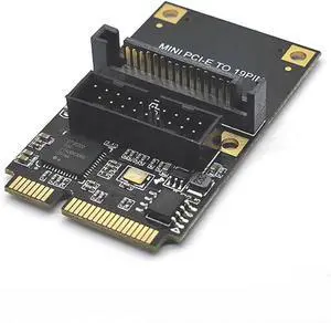 Mini PCI-E to Dual USB3.2 Gen1 19-Pin Header Expansion Card, 5Gbps Adapter with SATA Power & Half-Height Bracket Mini PCI-E to Dual USB3.2 Gen1 19-Pin Header Expansion Card, 5Gbps Adapter with SATA Power & Half-Height Bracket