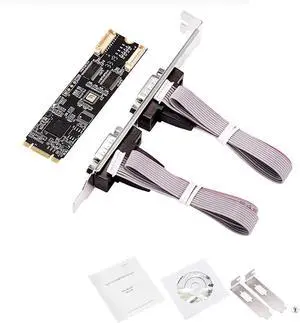 M.2 Key M/B to Dual DB9 RS232 Serial Card, PCIe 2.0 x1 2-Port COM Adapter for Embedded & Terminal Equipment M.2 Key M/B to Dual DB9 RS232 Serial Card, PCIe 2.0 x1 2-Port COM Adapter for Embedded & Terminal Equipment