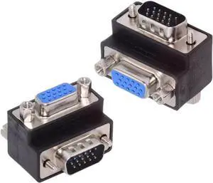2PCS/Lot 90° Up/Down Angled HDB15 VGA Male to Female Screw-Nut Adapter, Right Angle VGA Port Saver for Monitor & Display Connection 2PCS/Lot 90° Up/Down Angled HDB15 VGA Male to Female Screw-Nut Adapter, Right Angle VGA Port Saver for Monitor & Display Connection