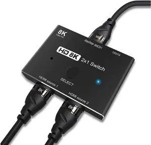 Directional 2 in 1 Out HDMI 2.1 Switch, 48Gbps Ultra HD 8K@60Hz & 4K@120Hz HDMI Selector Converter, HDCP2.3 HDR Switcher for PS5 Xbox Monitor Projector Directional 2 in 1 Out HDMI 2.1 Switch, 48Gbps Ultra HD 8K@60Hz & 4K@120Hz HDMI Selector Converter, HDCP2.3 HDR Switcher for PS5 Xbox Monitor Projector