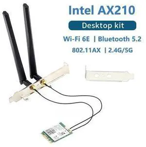 3000Mbps WiFi 6E Intel AX210NGW M.2 2230 Key E Wireless Adapter Tri-Band 2.4G 5G 6GHz Bluetooth 5.2 802.11ax/ac MU-MIMO OFDMA NGFF WiFi Card with 6Dbi Antenna Kit for Desktop Windows 10 11 3000Mbps WiFi 6E Intel AX210NGW M.2 2230 Key E Wireless Adapter Tri-Band 2.4G 5G 6GHz Bluetooth 5.2 802.11ax/ac MU-MIMO OFDMA NGFF WiFi Card with 6Dbi Antenna Kit for Desktop Windows 10 11