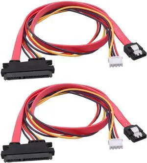 22Pin SATA 2-in-1 Data & Power Combo Cable, 7+15 SATA to 7Pin Data + XH2.5 4Pin Power Extension Cord, 50cm/1.64FT SATA Combined Cable for Hard Drive, Optical Drive, PC Modding 2 Pack 22Pin SATA 2-in-1 Data & Power Combo Cable, 7+15 SATA to 7Pin Data + XH2.5 4Pin Power Extension Cord, 50cm/1.64FT SATA Combined Cable for Hard Drive, Optical Drive, PC Modding 2 Pack