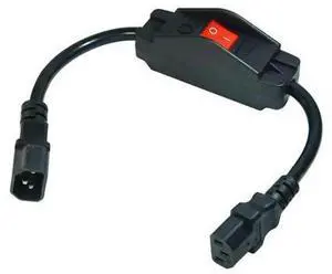 IEC 320 C14 to C13 Heavy Duty Power Extension Cord with Inline On-Off Switch, 3Pin Male to Female Computer Power Cable 42CM / Black IEC 320 C14 to C13 Heavy Duty Power Extension Cord with Inline On-Off Switch, 3Pin Male to Female Computer Power Cable 42CM / Black