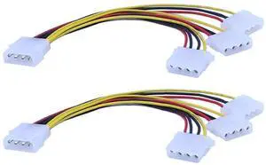 2-Pack Molex 4 Pin Power Y Splitter Cable, 1 Male to 3 Female Molex Connector, 8 Inches Internal PC Power Extension Cord 2-Pack Molex 4 Pin Power Y Splitter Cable, 1 Male to 3 Female Molex Connector, 8 Inches Internal PC Power Extension Cord