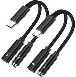 2 in 1 USB C to 3.5mm Headphone and Charger Adapter, Type C to Aux Audio Jack Dongle with PD 60W Fast Charging Compatible with Galaxy S25 S24 S23 Ultra A55 A35 A16 A15 A54, iPhone 16 2 in 1 USB C to 3.5mm Headphone and Charger Adapter, Type C to Aux Audio Jack Dongle with PD 60W Fast Charging Compatible with Galaxy S25 S24 S23 Ultra A55 A35 A16 A15 A54, iPhone 16