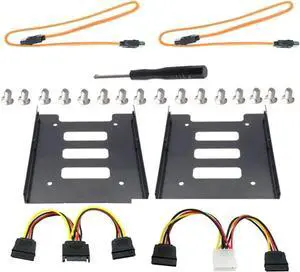 2 Pack 2.5" to 3.5" SSD Mounting Bracket Kit, Internal Hard Drive Adapter Holder with SATA Data Cable & SATA Power Splitter Cable, DIY Storage Expansion Set for 2.5 Inch SSD HDD, Yellow 2 Pack 2.5" to 3.5" SSD Mounting Bracket Kit, Internal Hard Drive Adapter Holder with SATA Data Cable & SATA Power Splitter Cable, DIY Storage Expansion Set for 2.5 Inch SSD HDD, Yellow
