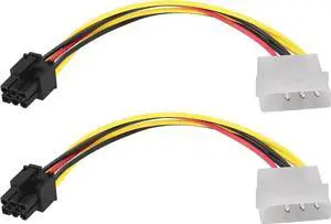 4 Pin Molex Male to 6 Pin PCIe Male Graphics Card Power Adapter Cable, Molex to PCI-E 6Pin Express Power Conversion Cord for GPU Video Card Power Supply Connection, 17cm Length, Pack of 2 4 Pin Molex Male to 6 Pin PCIe Male Graphics Card Power Adapter Cable, Molex to PCI-E 6Pin Express Power Conversion Cord for GPU Video Card Power Supply Connection, 17cm Length, Pack of 2