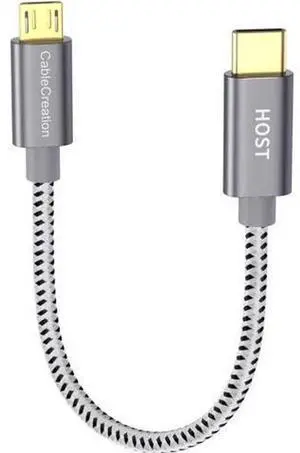 Short Braided USB C to Micro USB OTG Cable, CableCreation USB Type-C Male to Micro USB Male Cord, 0.65FT, 480Mbps Data Sync, Space Gray, Compatible with MacBook Pro Air, Galaxy S21 S20 S10, Google Pix Short Braided USB C to Micro USB OTG Cable, CableCreation USB Type-C Male to Micro USB Male Cord, 0.65FT, 480Mbps Data Sync, Space Gray, Compatible with MacBook Pro Air, Galaxy S21 S20 S10, Google Pix