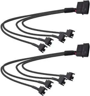 2 Pack Molex to PC Fan Power Splitter Cable, 4 Pin Molex to 4 x 3 Pin / 4 Pin 12V Case Fan Adapter Y Splitter Extension Cord, 27cm Multi Fan Power Supply Cable for Desktop Computer Cooling Fans 2 Pack Molex to PC Fan Power Splitter Cable, 4 Pin Molex to 4 x 3 Pin / 4 Pin 12V Case Fan Adapter Y Splitter Extension Cord, 27cm Multi Fan Power Supply Cable for Desktop Computer Cooling Fans
