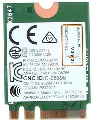MT7921K M.2 WiFi 6 Wireless Network Card, 1800Mbps Dual Band 2.4GHz & 5GHz 802.11ax/ac NGFF WiFi Module with Bluetooth 5.2, M.2 WiFi Adapter Similar to AX200 for Desktop PC, Supports Windows 10 & Wind MT7921K M.2 WiFi 6 Wireless Network Card, 1800Mbps Dual Band 2.4GHz & 5GHz 802.11ax/ac NGFF WiFi Module with Bluetooth 5.2, M.2 WiFi Adapter Similar to AX200 for Desktop PC, Supports Windows 10 & Wind