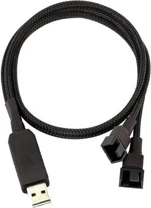 USB to Dual 3 Pin / 4 Pin PC Fan Sleeved Power Adapter Cable, Output 12V for Computer Case Cooling Fans, 25 Inches Extension Cord, USB Powered Fan Supply Cable for Desktop Chassis Cooling & DIY Hardwa USB to Dual 3 Pin / 4 Pin PC Fan Sleeved Power Adapter Cable, Output 12V for Computer Case Cooling Fans, 25 Inches Extension Cord, USB Powered Fan Supply Cable for Desktop Chassis Cooling & DIY Hardwa