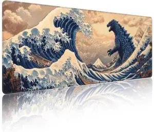 XXL Japanese Sea Wave Gaming Mouse Pad, Large Art Desk Mat, Non-Slip Rubber Base, Extended Keyboard & Mouse Mat for Gaming, Office and Home XXL Japanese Sea Wave Gaming Mouse Pad, Large Art Desk Mat, Non-Slip Rubber Base, Extended Keyboard & Mouse Mat for Gaming, Office and Home