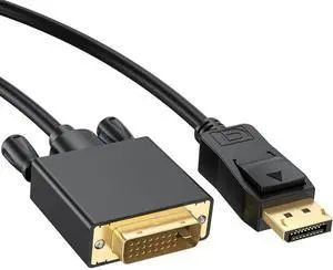 6FT DisplayPort to DVI Cable, DisplayPort Male to DVI Male Cord Adapter, Compatible with Monitor, TV, Projector, HP and More Devices 6FT DisplayPort to DVI Cable, DisplayPort Male to DVI Male Cord Adapter, Compatible with Monitor, TV, Projector, HP and More Devices
