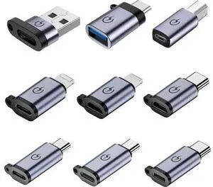 9 Pack USB Adapter Set, USB C to Micro USB / USB A / USB B Converter, Micro USB to Type C Adapter Multi-Pack Connector Kit 9 Pack USB Adapter Set, USB C to Micro USB / USB A / USB B Converter, Micro USB to Type C Adapter Multi-Pack Connector Kit