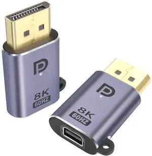 2Pcs DP to Mini DP Adapter 8K@60Hz DP 1.4 Male to Mini DisplayPort Female Connector, LED Indicator with Hanging Hole, Compatible with MacBook, Surface, Laptop, Tablet, Monitor, HDTV 2Pcs DP to Mini DP Adapter 8K@60Hz DP 1.4 Male to Mini DisplayPort Female Connector, LED Indicator with Hanging Hole, Compatible with MacBook, Surface, Laptop, Tablet, Monitor, HDTV