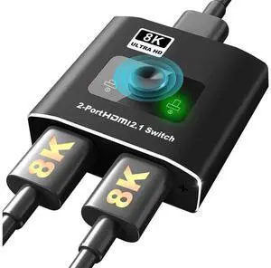 2 in 1 Out HDMI 2.1 Switch, 8K 2X1 HDMI Switcher 4K 120Hz 48Gbps High Speed, Manual Button Switch, Support HDCP2.3 & Dynamic HDR for 8K TV, PS5, Xbox Series X 2 in 1 Out HDMI 2.1 Switch, 8K 2X1 HDMI Switcher 4K 120Hz 48Gbps High Speed, Manual Button Switch, Support HDCP2.3 & Dynamic HDR for 8K TV, PS5, Xbox Series X