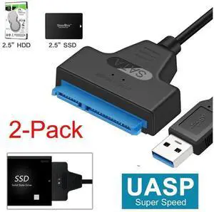 eokCXOY 2 Pack Black 2.5" SATA to USB 3.0 Adapter, UASP Supported Hard Drive Converter for 2.5 Inch SATA HDD & SSD eokCXOY 2 Pack Black 2.5" SATA to USB 3.0 Adapter, UASP Supported Hard Drive Converter for 2.5 Inch SATA HDD & SSD