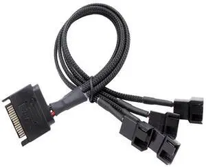 1 to 4 SATA Fan Splitter Cable 27cm(10.6 Inch), 15 Pin SATA to 3 Pin / 4 Pin 12V PC Case Cooling Fan Power Adapter Extension Cord 1 to 4 SATA Fan Splitter Cable 27cm(10.6 Inch), 15 Pin SATA to 3 Pin / 4 Pin 12V PC Case Cooling Fan Power Adapter Extension Cord