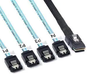 Mini SAS to SATA Breakout Cable 3.3FT (1M), SFF-8087 to SATA Forward Breakout Cord, Mini-SAS Controller to Hard Drive Cable Mini SAS to SATA Breakout Cable 3.3FT (1M), SFF-8087 to SATA Forward Breakout Cord, Mini-SAS Controller to Hard Drive Cable