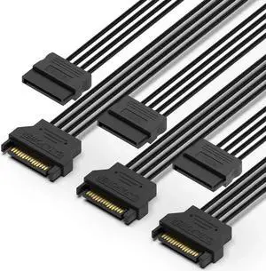 3 Pack 15 Pin SATA Power Extension Cable, SATA Male to Female Power Extender Cord for PC Hard Drive, SSD 3 Pack 15 Pin SATA Power Extension Cable, SATA Male to Female Power Extender Cord for PC Hard Drive, SSD
