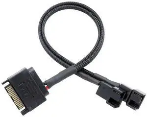 15 Pin SATA to 3/4 Pin PC Case Fan Splitter Cable, 1 to 2 12V Fan Power Adapter Extension Cord 10.6 Inch (27cm) 15 Pin SATA to 3/4 Pin PC Case Fan Splitter Cable, 1 to 2 12V Fan Power Adapter Extension Cord 10.6 Inch (27cm)