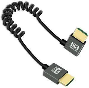 8K@60Hz Left Angle Coiled HDMI 2.1 Cable 2.2FT, 90 Degree Short Spring Spiral HDMI to HDMI Cord, 48Gbps Ultra High Speed HDMI Cable for Camera, Capture Card, Tablet, TV, Game Console 8K@60Hz Left Angle Coiled HDMI 2.1 Cable 2.2FT, 90 Degree Short Spring Spiral HDMI to HDMI Cord, 48Gbps Ultra High Speed HDMI Cable for Camera, Capture Card, Tablet, TV, Game Console