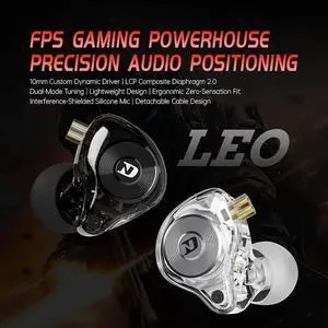 ND Leo IEM In Ear Monitor Headphones, 10mm Custom Dynamic Driver Earbuds with Dual-Mode Tuning, HiFi Music & Gaming Earphones for Gamers, Musicians, Singers and DJs ND Leo IEM In Ear Monitor Headphones, 10mm Custom Dynamic Driver Earbuds with Dual-Mode Tuning, HiFi Music & Gaming Earphones for Gamers, Musicians, Singers and DJs
