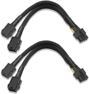 (2-Pack) Dual 6 Pin Female to 8 Pin Male GPU Power Sleeved Adapter Cable, 24CM/9.5 Inch PCIe Graphics Card Power Conversion Cord (2-Pack) Dual 6 Pin Female to 8 Pin Male GPU Power Sleeved Adapter Cable, 24CM/9.5 Inch PCIe Graphics Card Power Conversion Cord