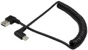 90 Degree Right Angle USB 2.0 to USB C Spring Cable, USB A Male to Type C Male Coiled Data Charging Cord 1.2M, Right-Angle Type-C Cable for Cell Phones, Tablets and USB-C Portable Electronic Devices 90 Degree Right Angle USB 2.0 to USB C Spring Cable, USB A Male to Type C Male Coiled Data Charging Cord 1.2M, Right-Angle Type-C Cable for Cell Phones, Tablets and USB-C Portable Electronic Devices