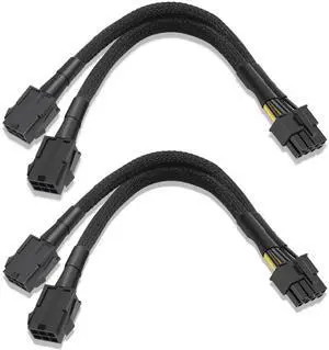 2-Pack Dual 6 Pin Female to 8 Pin Male GPU Power Sleeved Cable, 9.5Inches(24cm) 6Pin to 8Pin Graphics Card Power Adapter Cable 2-Pack Dual 6 Pin Female to 8 Pin Male GPU Power Sleeved Cable, 9.5Inches(24cm) 6Pin to 8Pin Graphics Card Power Adapter Cable