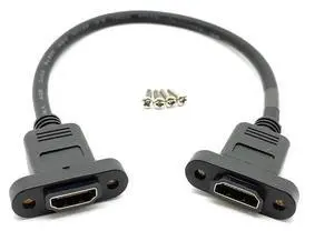 HDMI Female to Female Panel Mount Coupler Extension Cable, High Speed HDMI Adapter with Ethernet, 28AWG Wire, 30CM HDMI Feedthrough Cable with Mounting Screws for Cabinet, Rack, Wall Installation HDMI Female to Female Panel Mount Coupler Extension Cable, High Speed HDMI Adapter with Ethernet, 28AWG Wire, 30CM HDMI Feedthrough Cable with Mounting Screws for Cabinet, Rack, Wall Installation