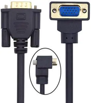 3.3FT 90 Degree Down Angled VGA RGB Cable, Right Angle VGA Male to Straight Male Extension Cord, 3COAX+6C Construction for Computer Monitors, Projectors, Laptops and Display Devices, 1 Meter 3.3FT 90 Degree Down Angled VGA RGB Cable, Right Angle VGA Male to Straight Male Extension Cord, 3COAX+6C Construction for Computer Monitors, Projectors, Laptops and Display Devices, 1 Meter