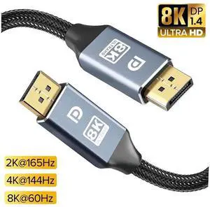 3.3FT DP 1.4 DisplayPort Cable, Nylon Braided High Speed Display Port Cord, Supports 8K@60Hz,4K@120Hz,2K,HDR,HBR3,HDCP 2.2,32.4Gbps Bandwidth, Compatible with Gaming Monitor, Laptop, PC, HD TV 3.3FT DP 1.4 DisplayPort Cable, Nylon Braided High Speed Display Port Cord, Supports 8K@60Hz,4K@120Hz,2K,HDR,HBR3,HDCP 2.2,32.4Gbps Bandwidth, Compatible with Gaming Monitor, Laptop, PC, HD TV