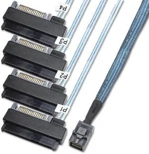 1M (3.2FT) Mini SAS HDD Storage Configuration Cable, SFF-8643 to 4 SFF-8482 with Integrated 15-Pin Power Port, Internal Mini SAS HD Cord for RAID Controller, Server SATA Hard Drives and Storage Enclos 1M (3.2FT) Mini SAS HDD Storage Configuration Cable, SFF-8643 to 4 SFF-8482 with Integrated 15-Pin Power Port, Internal Mini SAS HD Cord for RAID Controller, Server SATA Hard Drives and Storage Enclos