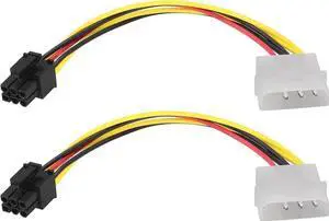 2 Pack 17cm 4Pin Molex Male to 6Pin PCI-E Male Graphics Card Power Adapter Cable, Molex to PCIe 6 Pin Power Conversion Cord for GPU Video Card 2 Pack 17cm 4Pin Molex Male to 6Pin PCI-E Male Graphics Card Power Adapter Cable, Molex to PCIe 6 Pin Power Conversion Cord for GPU Video Card