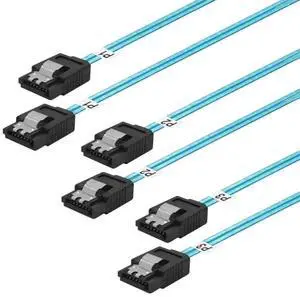 3 Pack 0.3M/12 Inches Blue Straight SATA III Cable, 6Gbps High Speed Flexible SATA Data Cord with Locking Latch, Compatible with SSD, HDD Desktop Hard Drives 3 Pack 0.3M/12 Inches Blue Straight SATA III Cable, 6Gbps High Speed Flexible SATA Data Cord with Locking Latch, Compatible with SSD, HDD Desktop Hard Drives