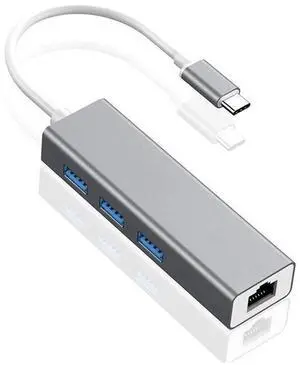 Type-C to RJ45 Ethernet Adapter, 100Mbps USB3.0 Hub Combo, Type C to RJ45 Network Card with USB 3.0 Port, Portable Network Converter Type-C to RJ45 Ethernet Adapter, 100Mbps USB3.0 Hub Combo, Type C to RJ45 Network Card with USB 3.0 Port, Portable Network Converter